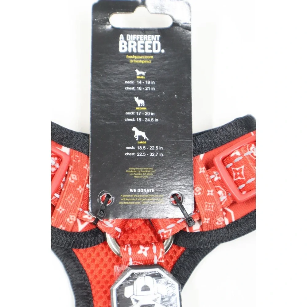 Fresh Pawz Monogram Hype Red Mesh Harness in Size Extra Small‎